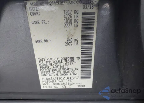 2018 Nissan Altima 2.5 Sr from USA, damaged, VIN 1N4AL3AP8JC230352